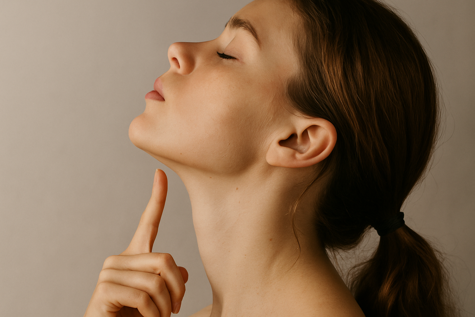 Profil d'une femme avec double menton